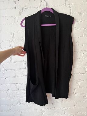 Eileen Fisher Black Knit Sleeveless Sweater w/Pockets - XS